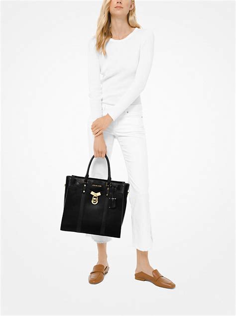 michael kors hamilton charcoal lg n/s tote|Nouveau Hamilton Pebbled Leather Tote Bag .